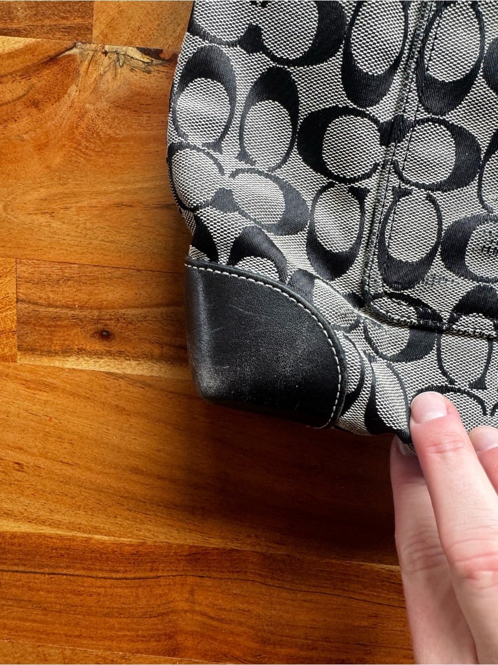Coach Gray and Black Signature Canvas Tote with Front Zip Pocket - Picture 5 of 6
